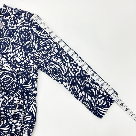 Rachel Zoe Blue White Abstract Print Tiered V-Neck Dress with Pockets XS NWOT - Picture 11 of 12